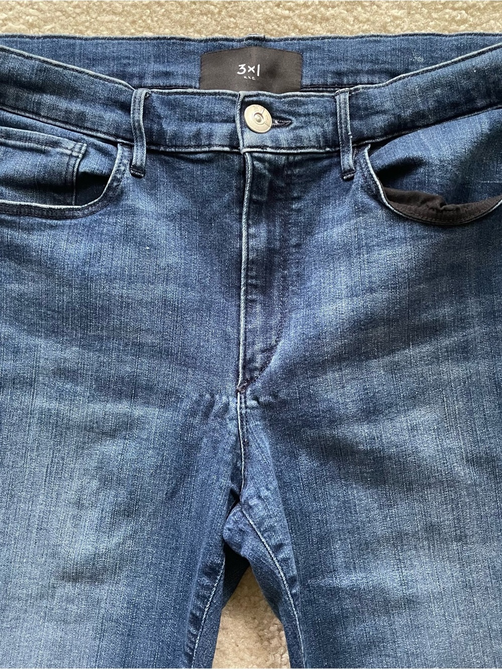 3x1 Women's Raw Hem Blue Slim Straight Jeans Size 30 Preowned
